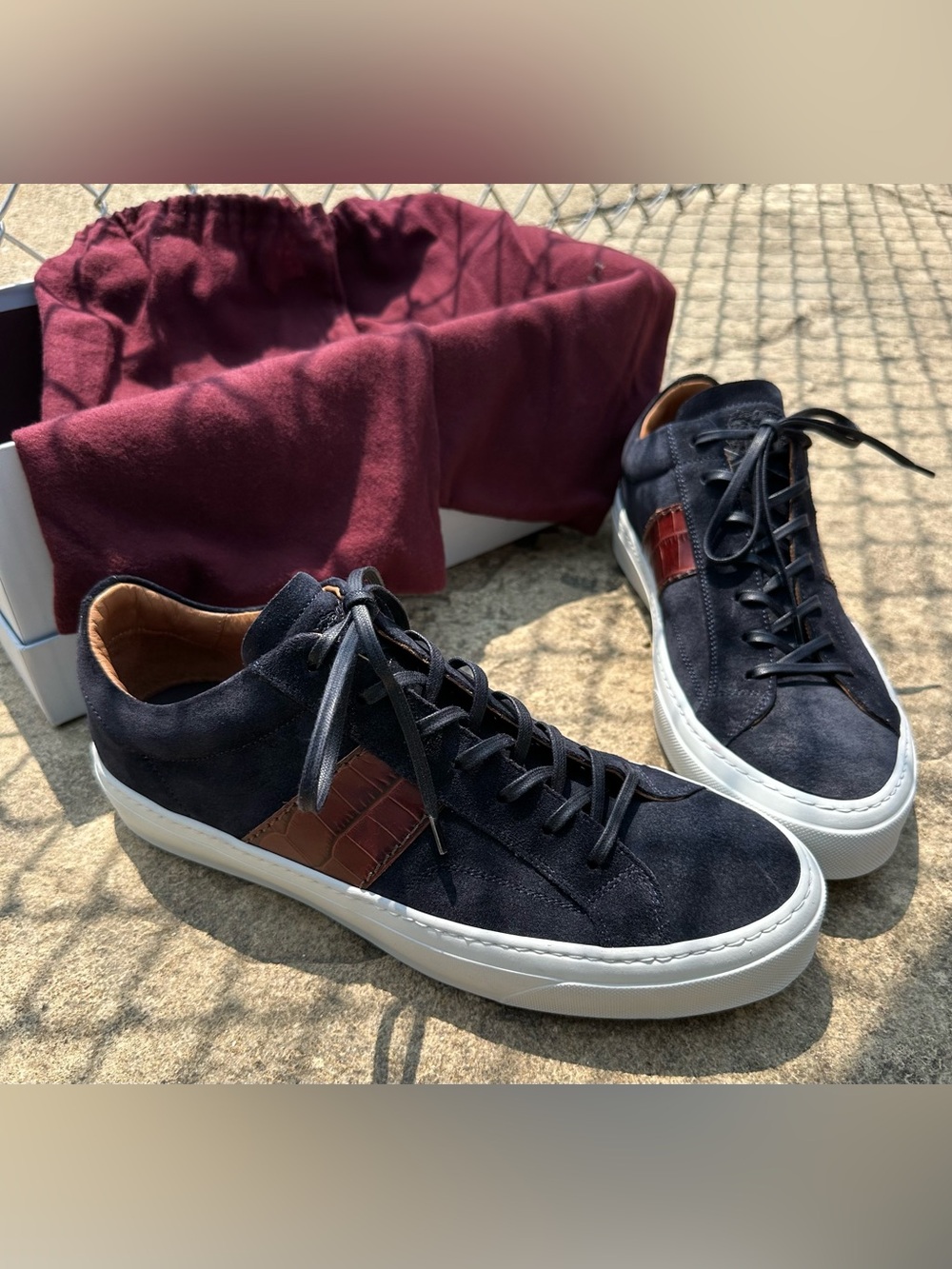 Bruno Magli Onzo Men's Navy Blue Suede Sneakers